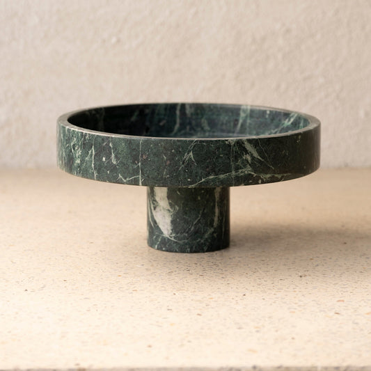 Verde Green Marble Pedestal Bowl
