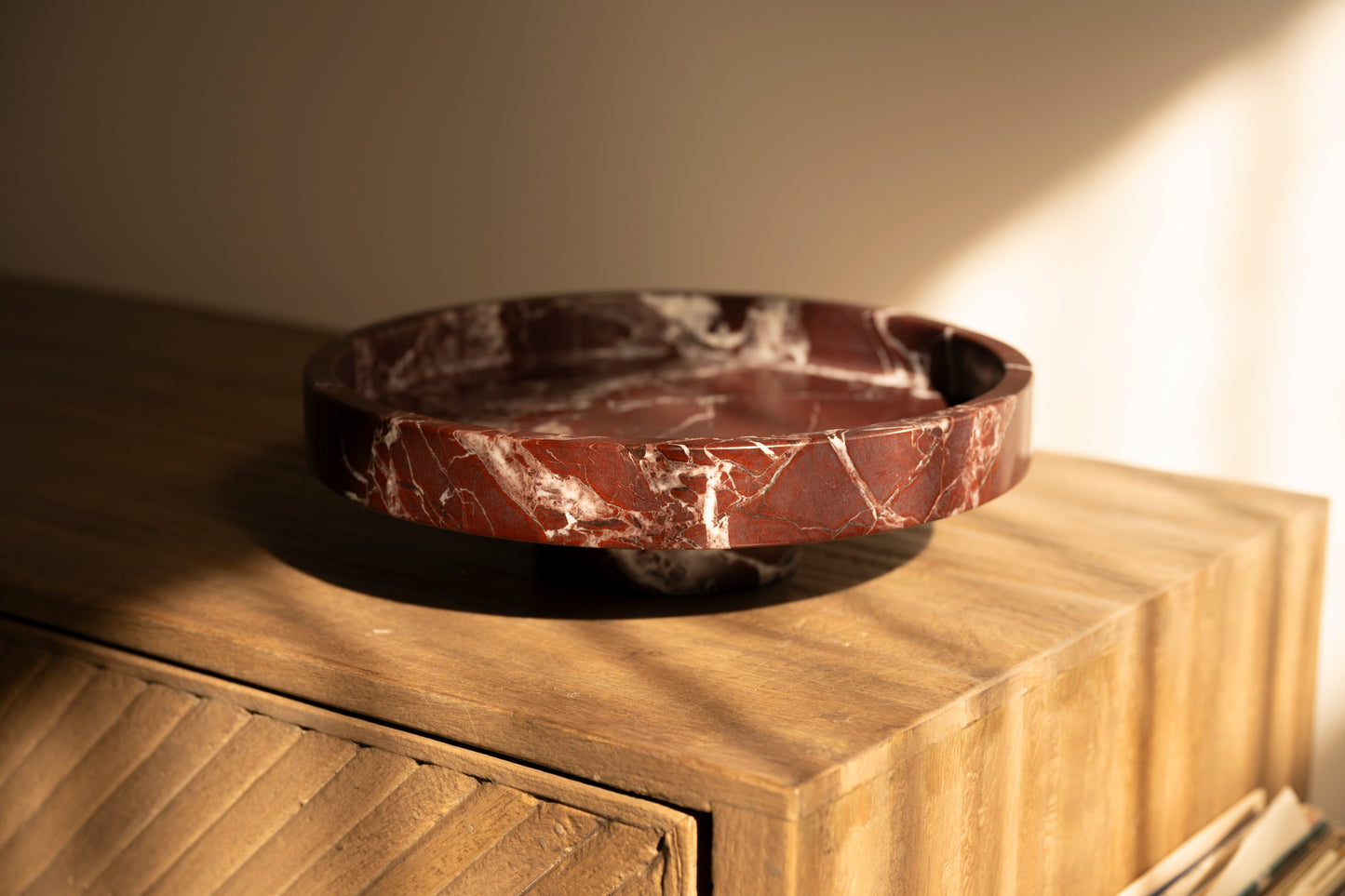 Rosso Levanto Marble Pedestal Tray
