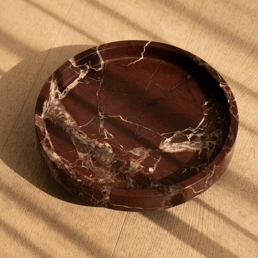 Rosso Levanto Marble Pedestal Tray