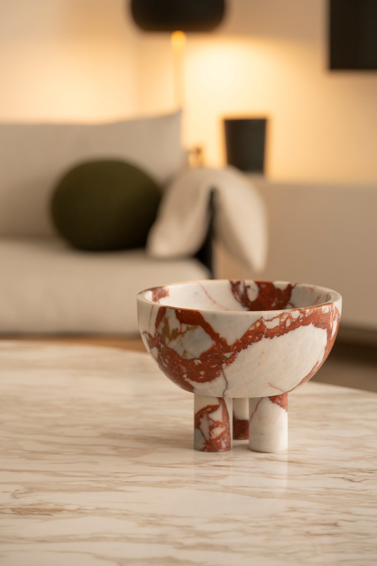 Calacatta Red Trio Leg Bowl