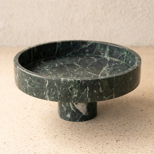 Verde Green Marble Pedestal Bowl