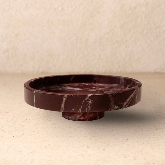 Rosso Levanto Marble Pedestal Tray