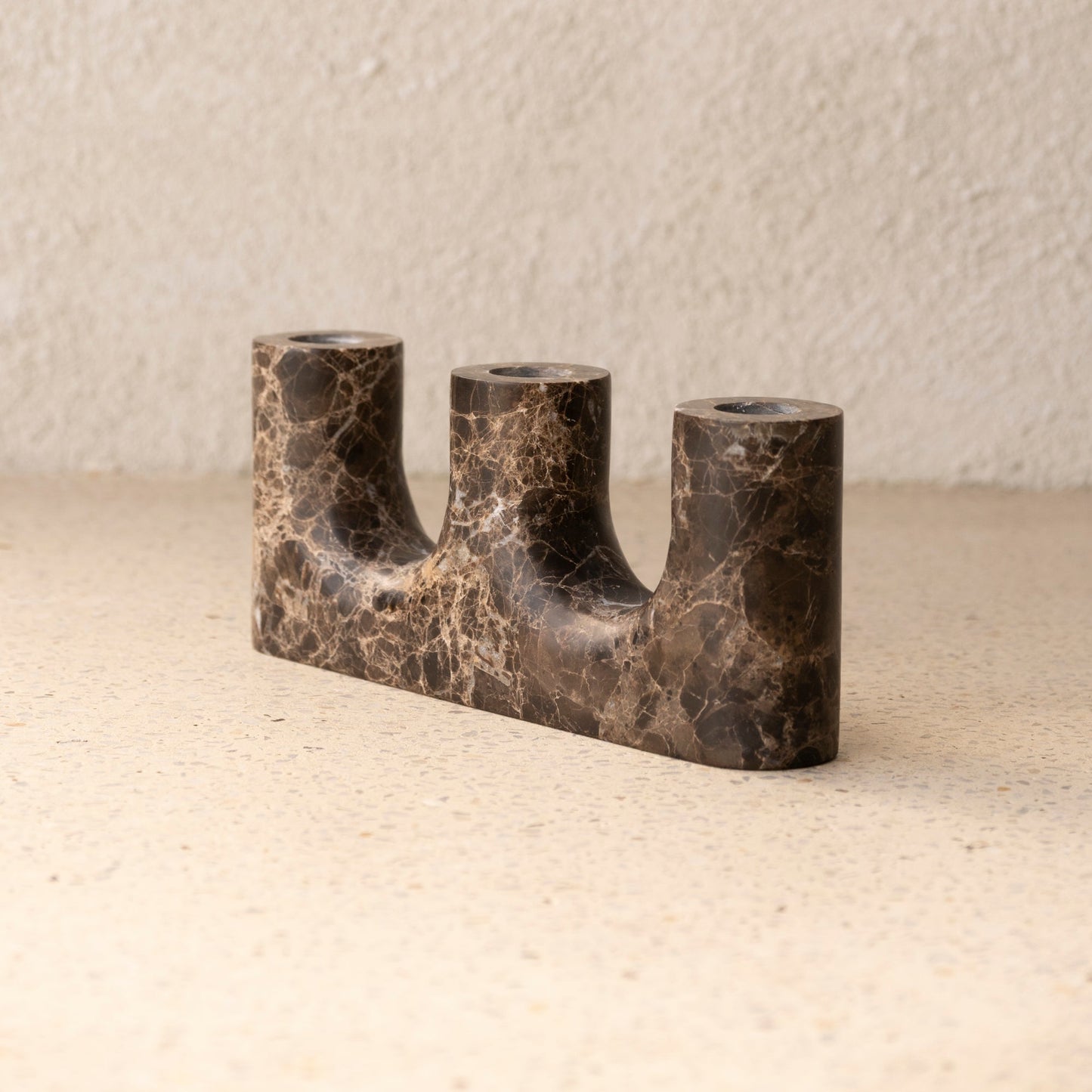 Dark Emperador Marble Candelabra