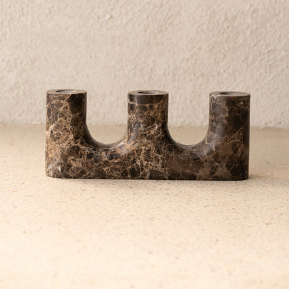Dark Emperador Marble Candelabra