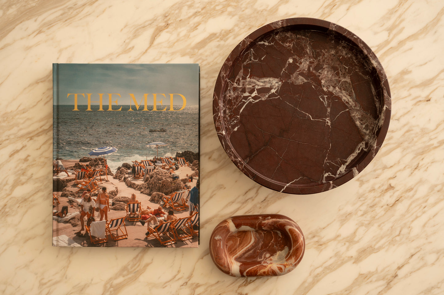 Rosso Levanto Marble Pedestal Tray