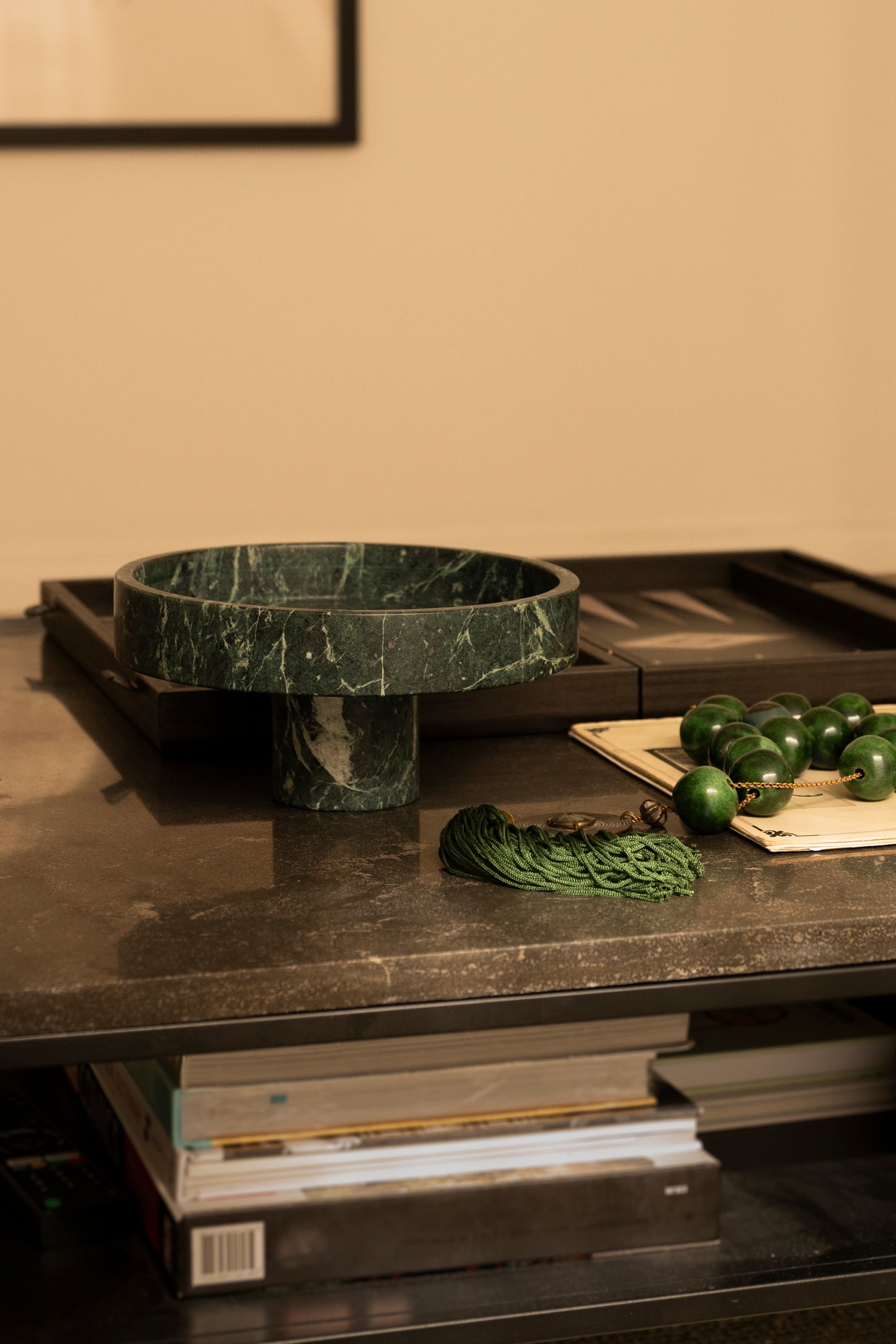 Verde Green Marble Pedestal Bowl