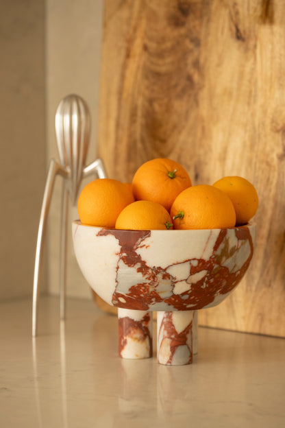 Calacatta Red Trio Leg Bowl