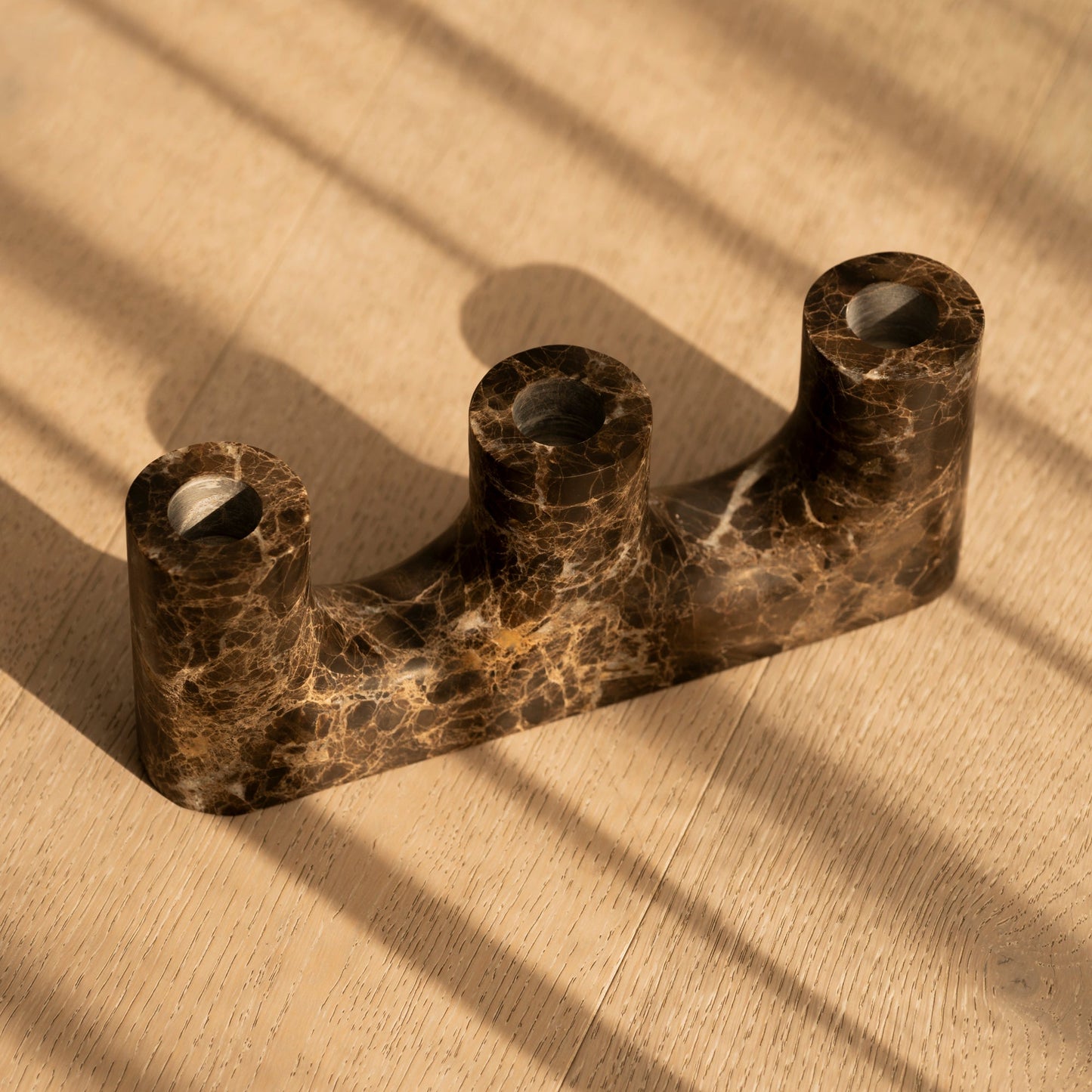 Dark Emperador Marble Candelabra