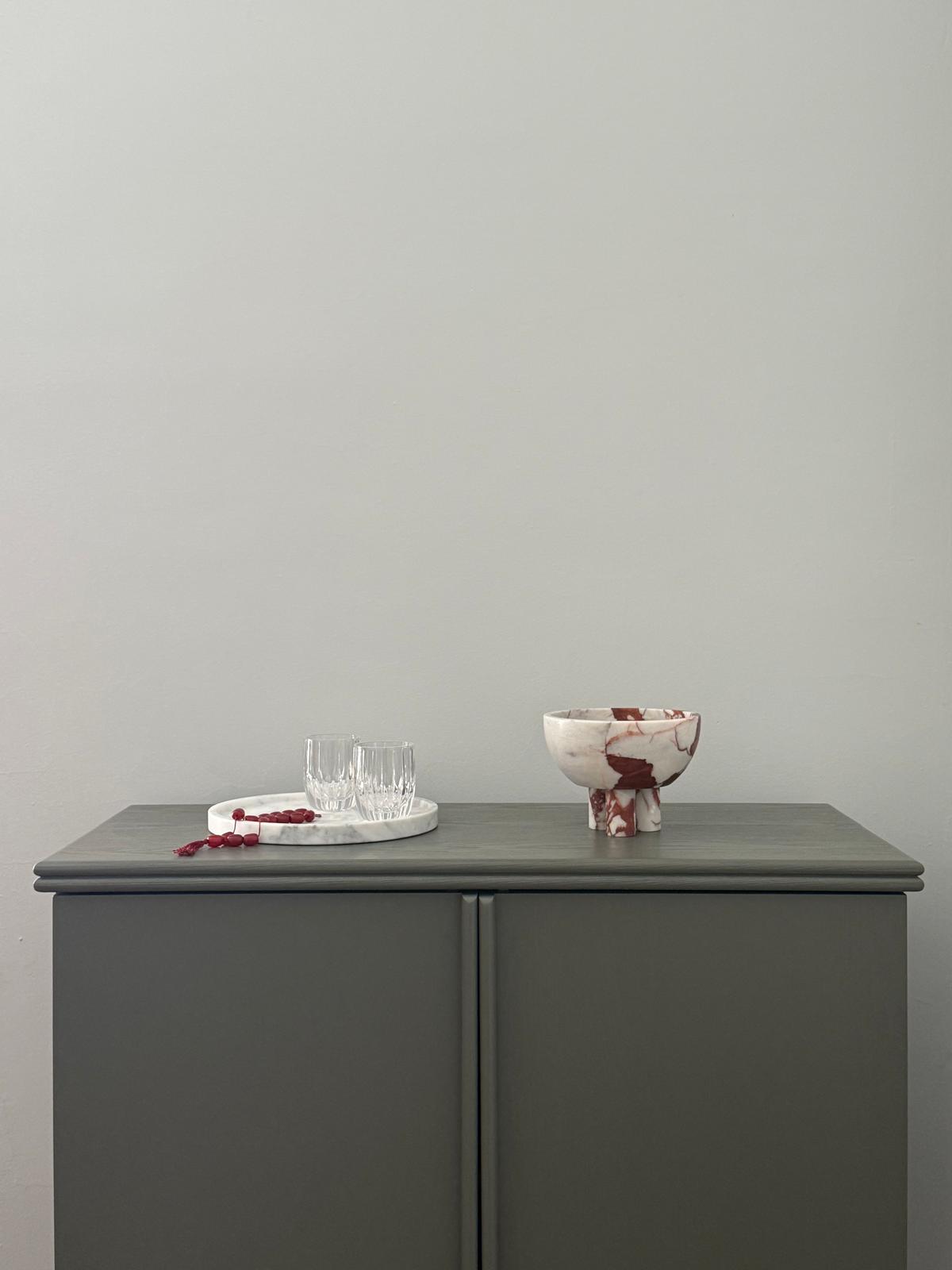 Calacatta Red Trio Leg Bowl