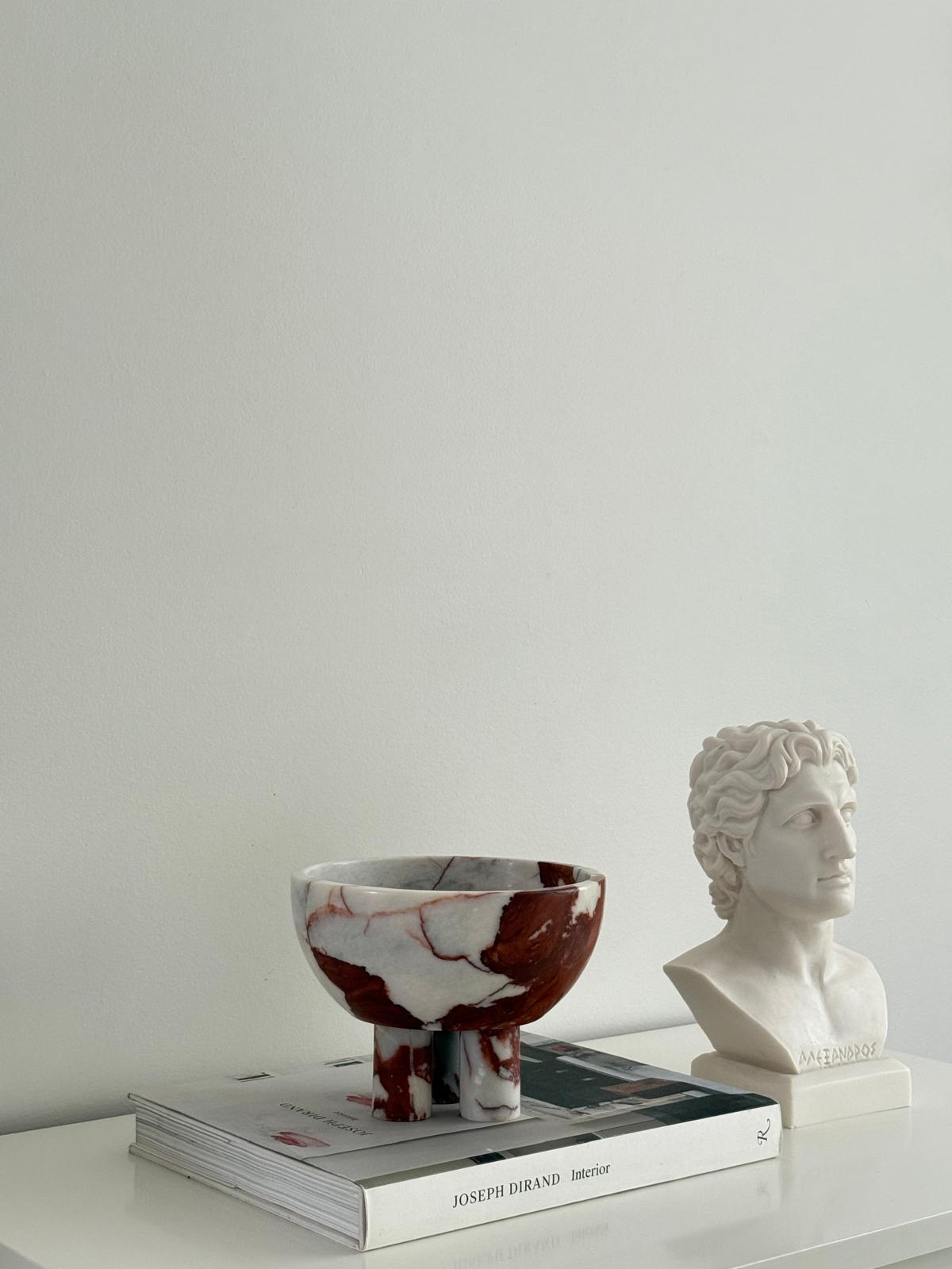 Calacatta Red Trio Leg Bowl