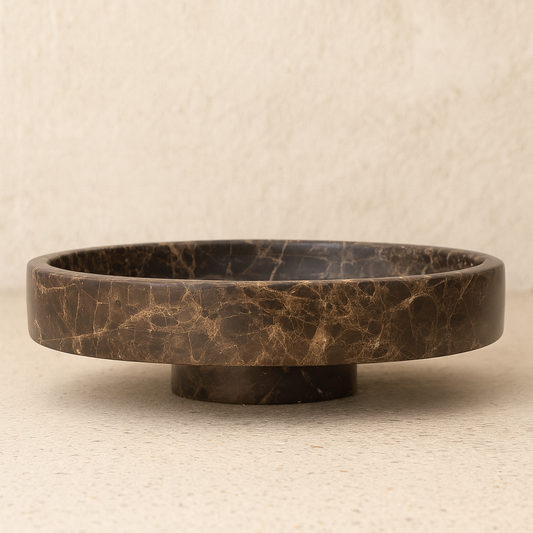 Dark Emperador Marble Pedestal Tray