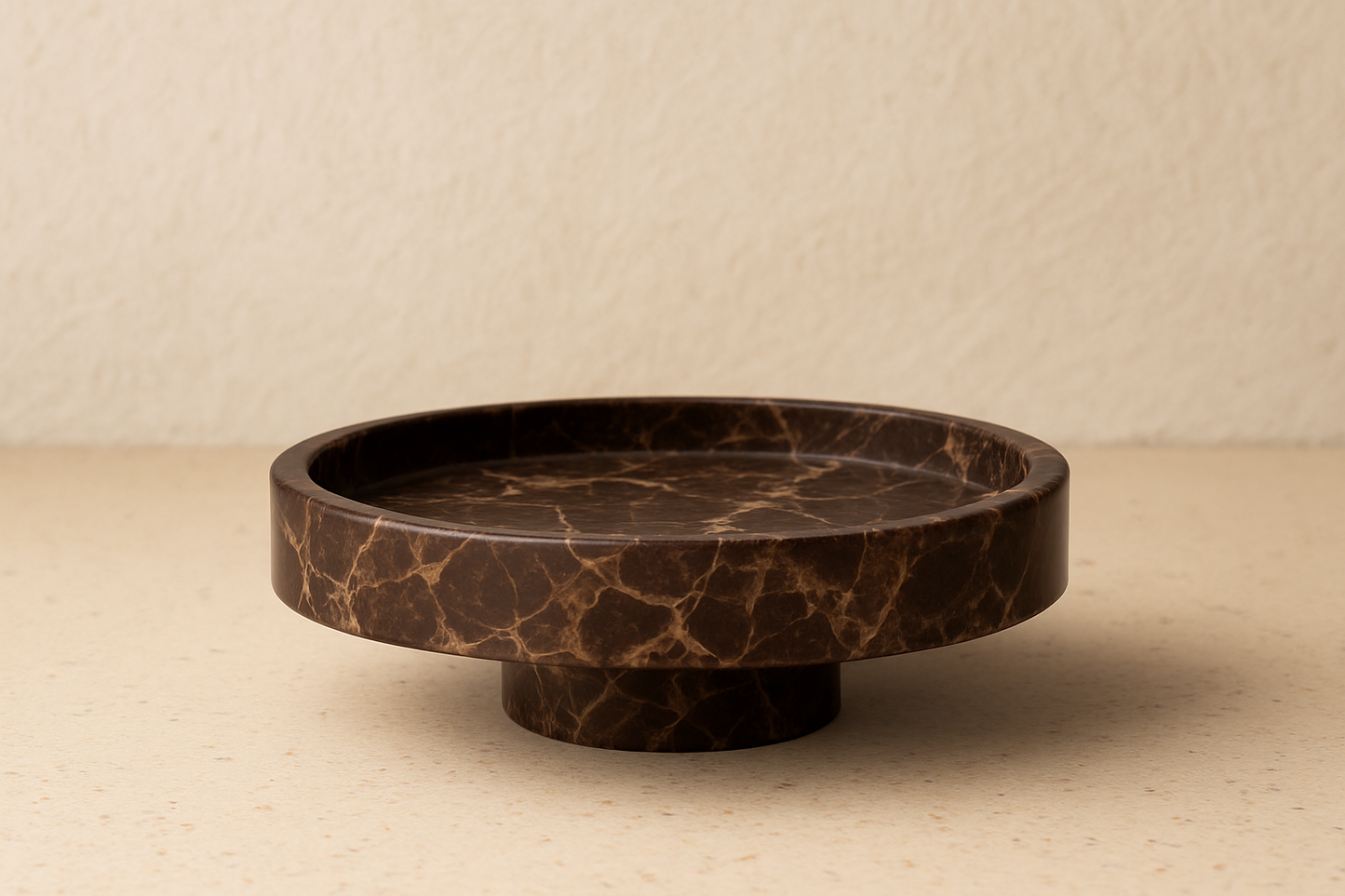 Dark Emperador Marble Pedestal Tray
